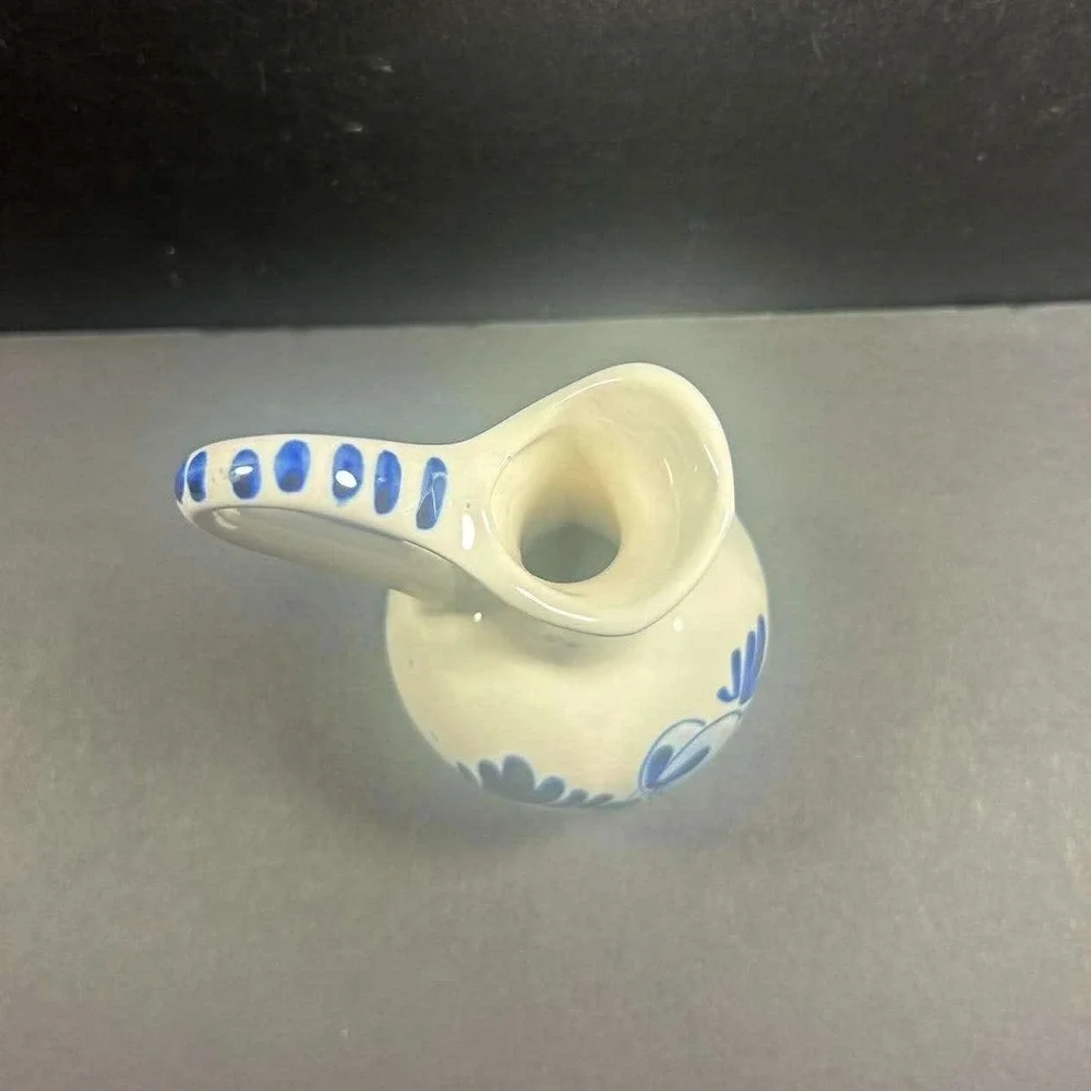 Delfts Blue‎ Miniature Pitcher White Blue Hand Painted Windmill Decor